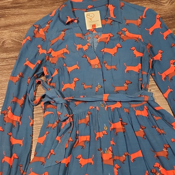 ❤️ ANTHROPOLOGIE CONVERSATIONS HAUTE DACHSHUND A-LINE SHIRT DRESS, 2 - Picture 6 of 16